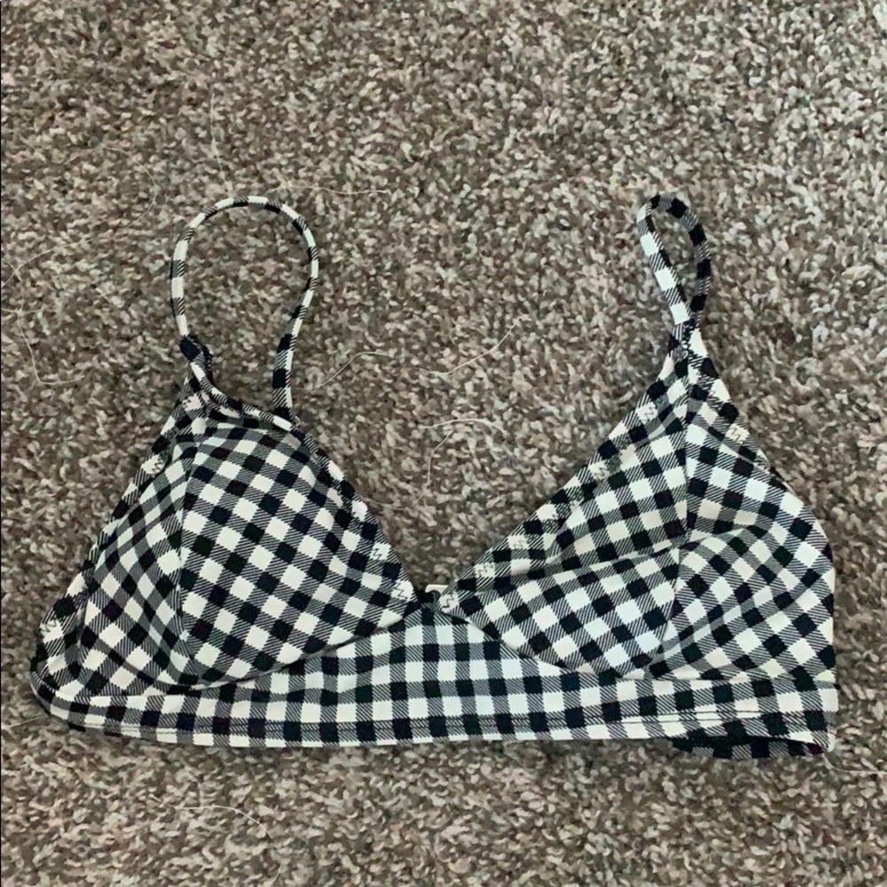 Black Plaid Bikini Top